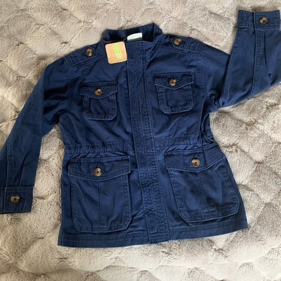 CRAZY 8 Girls Utility Cargo Jacket Below Hip Zip Up Velcro Sz S 5/6 Navy Blue - Picture 6 of 15